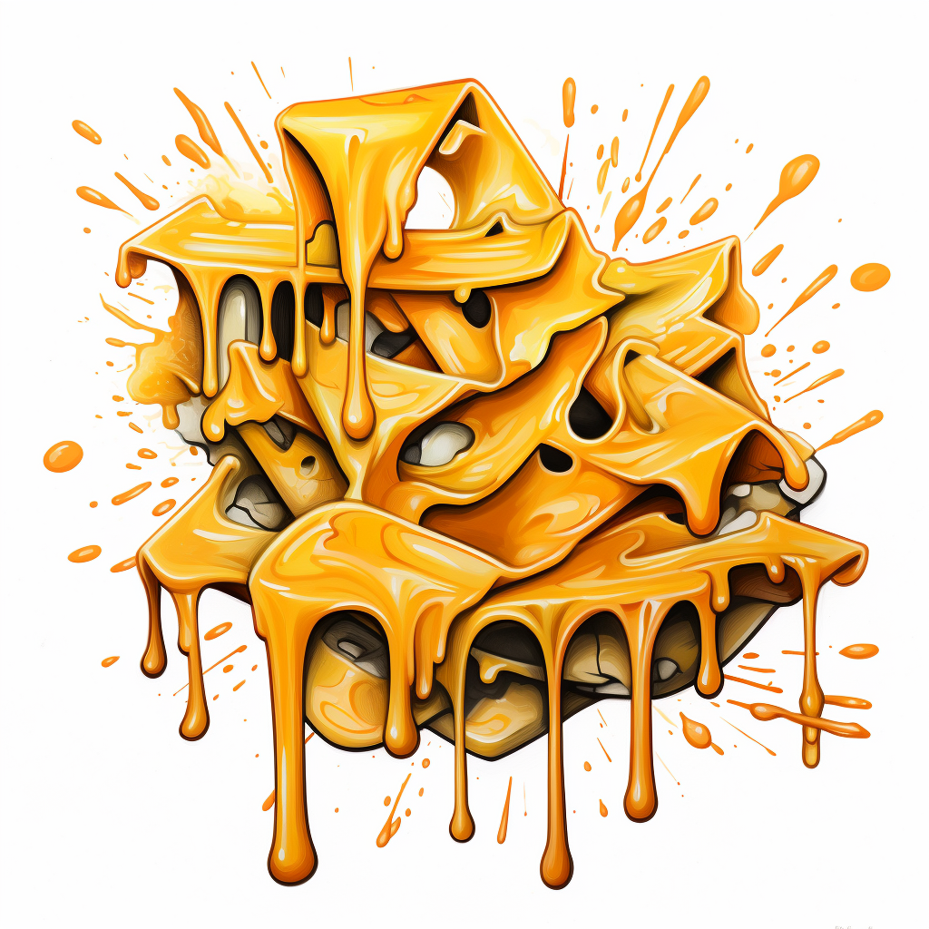 Cheese sauce graffiti white background