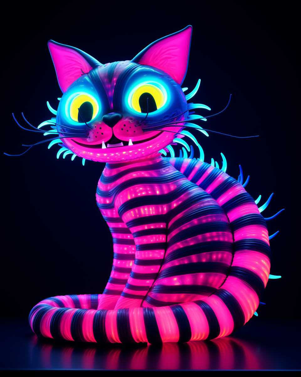 Vibrant Cheshire Cat in Vaporwave Style