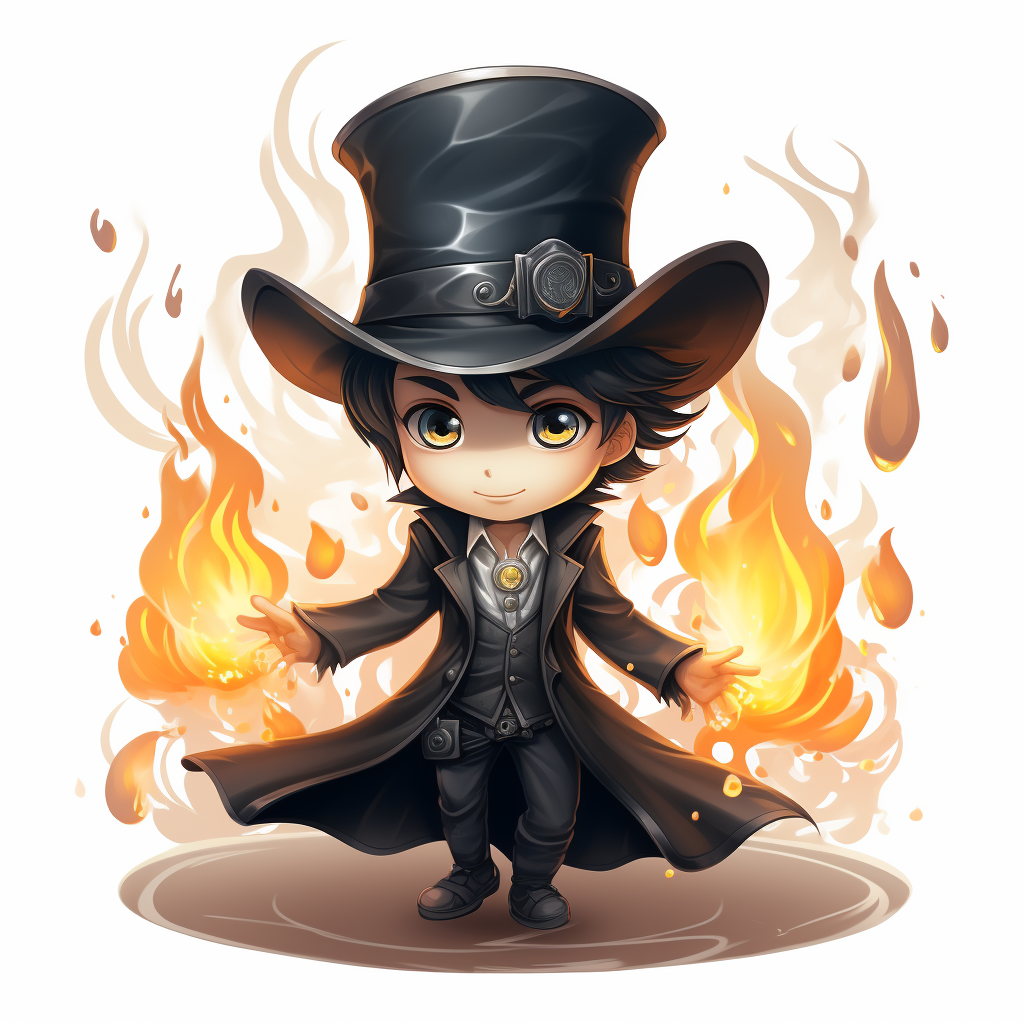 Chibi magician casting spell with top hat