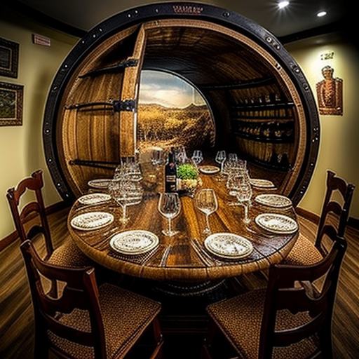 Chic restaurant wine barrel table