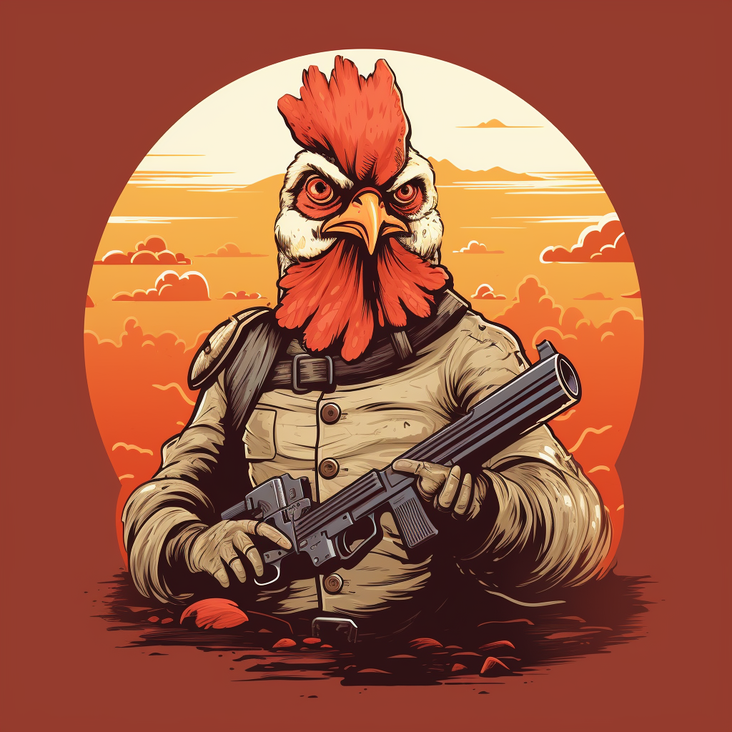 Cute chicken illustration with guns