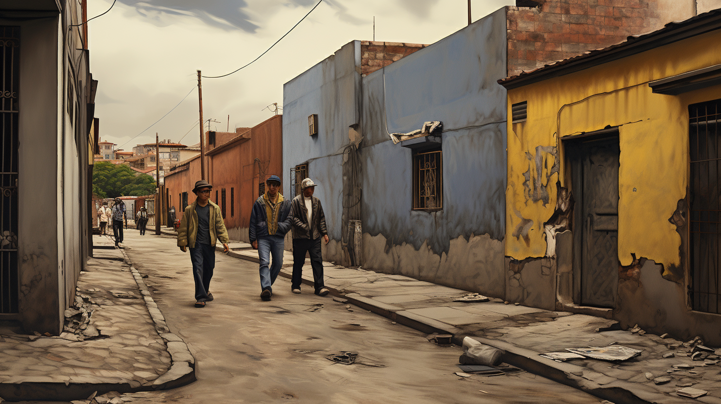 Children rapping in a dimly lit alley