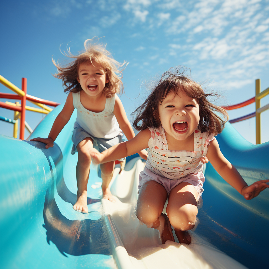 Children Playing on Slide