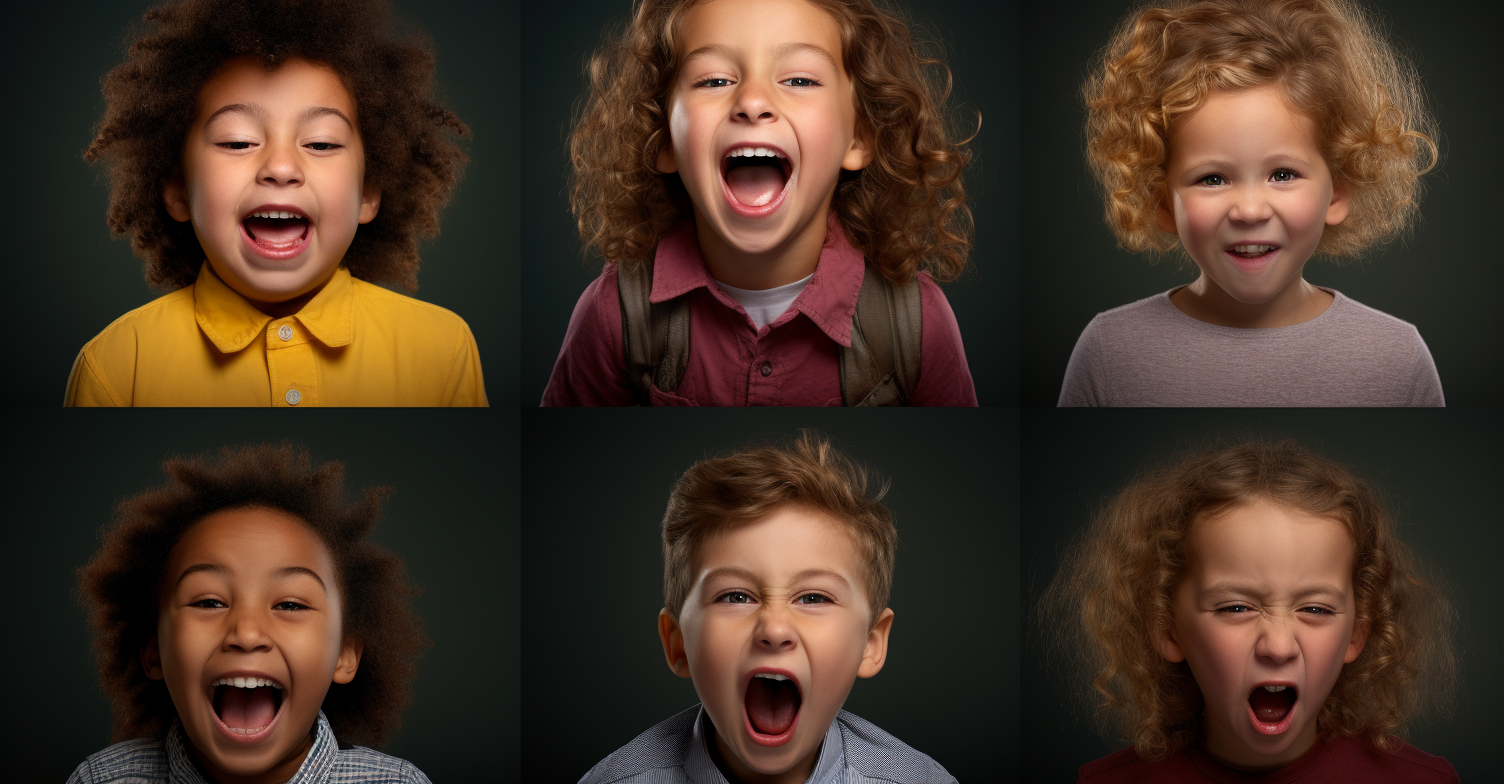 Children expressing various emotions