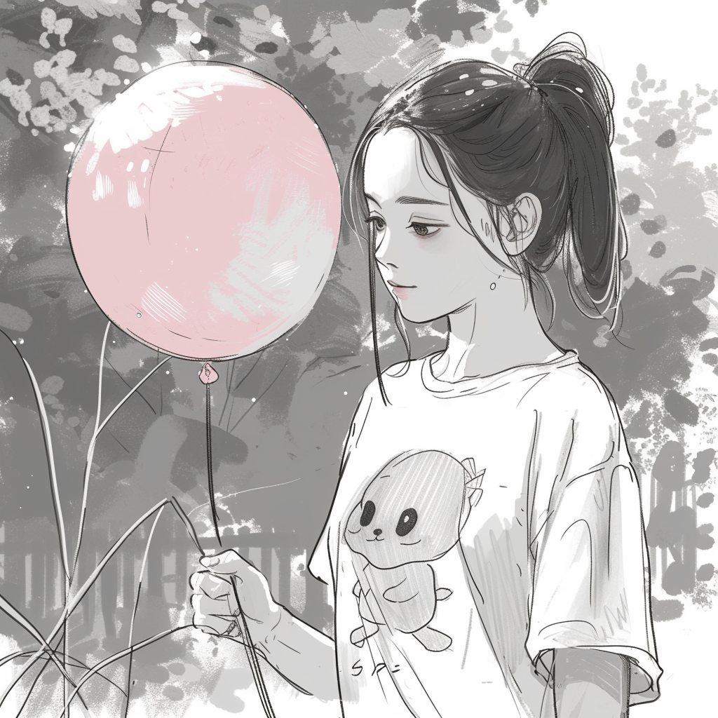 Chinese girl uncle playing with pink balloon