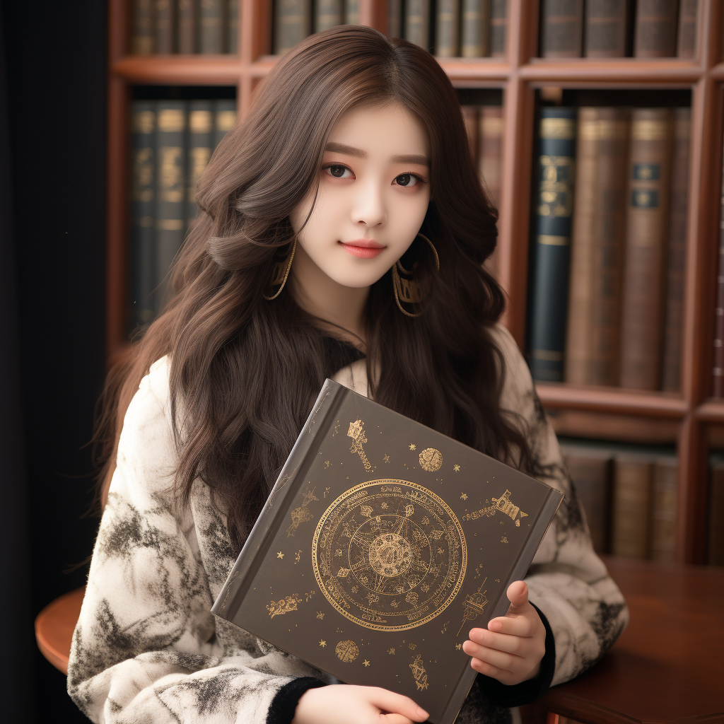 Chinese girl with astrology book