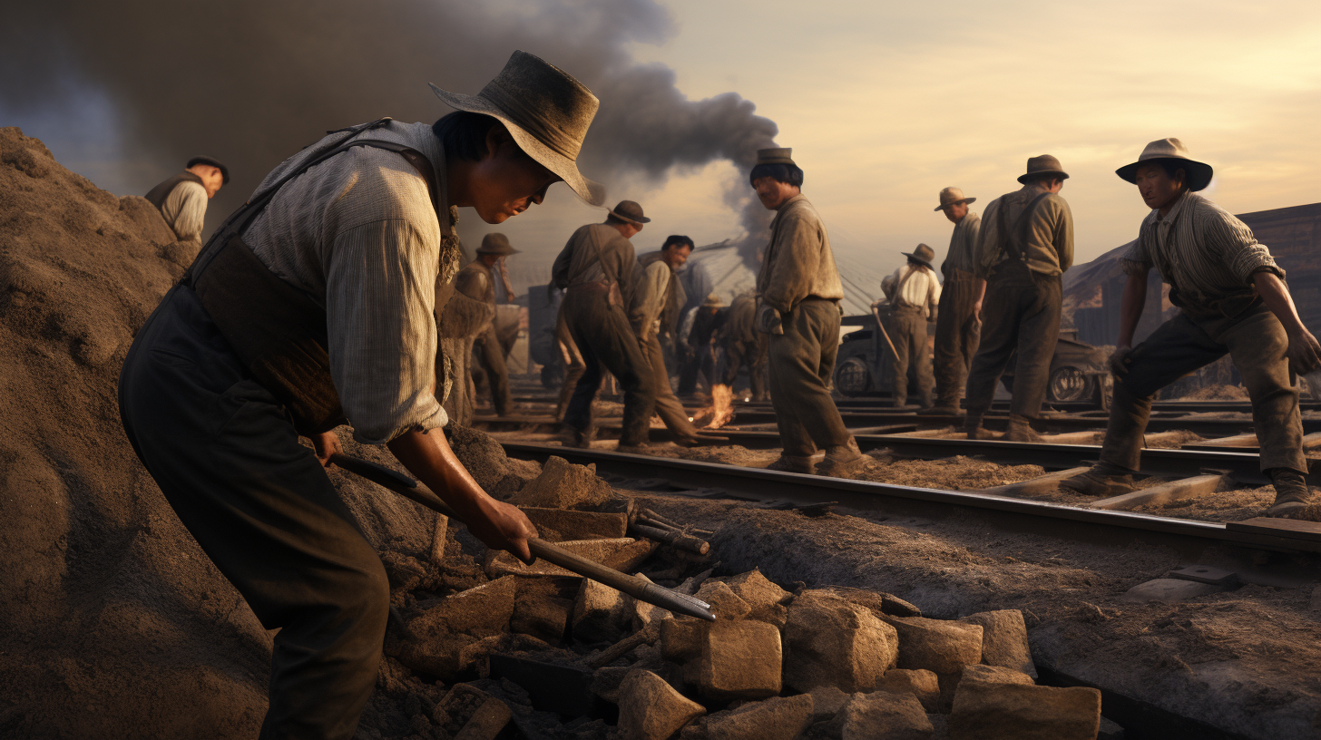 Chinese immigrants working on Transcontinental Railroad