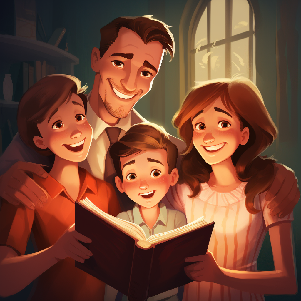 Christian family holding a Bible