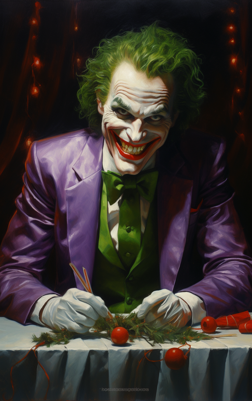 Vibrant Christmas Joker Oil Painting