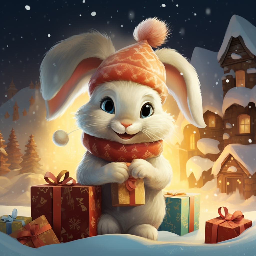 Cute rabbit with holiday decorations