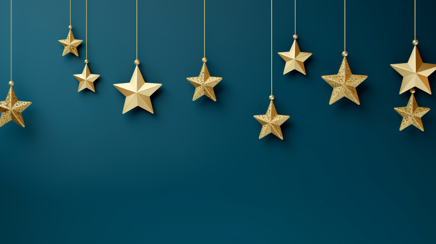 Christmas banner with hanging golden stars