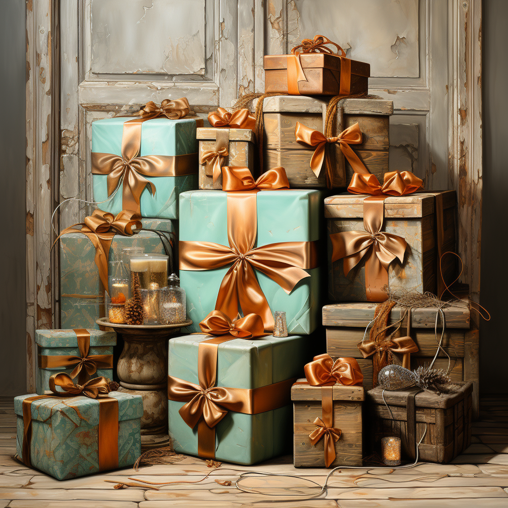 Turquoise and Brown Traditional Christmas Gifts