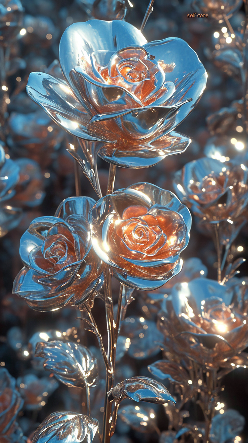 Silver Chrome Roses Self Care Wall