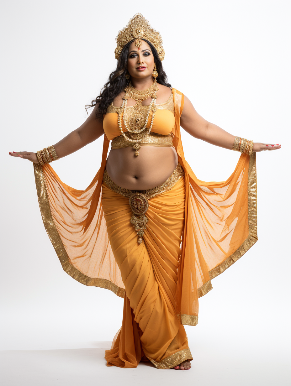 Beautiful Lakshmi Devi Costume on Chubby Brown Lady