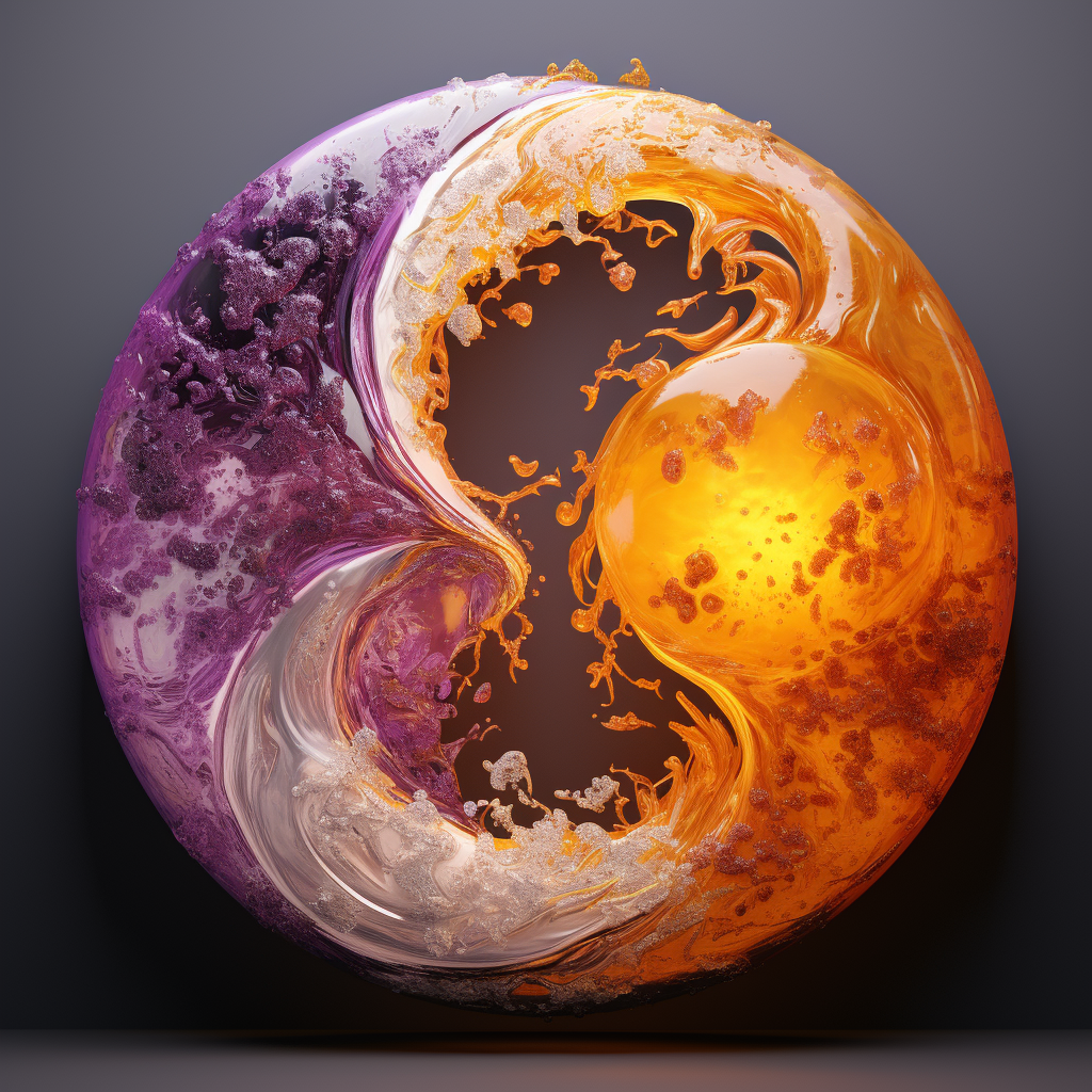 Circular Yin Yang in Amber and Lavender