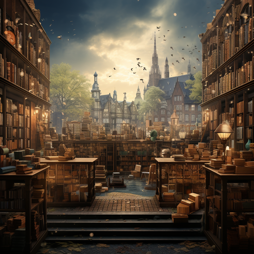 A mesmerizing cityscape of the dreamy books