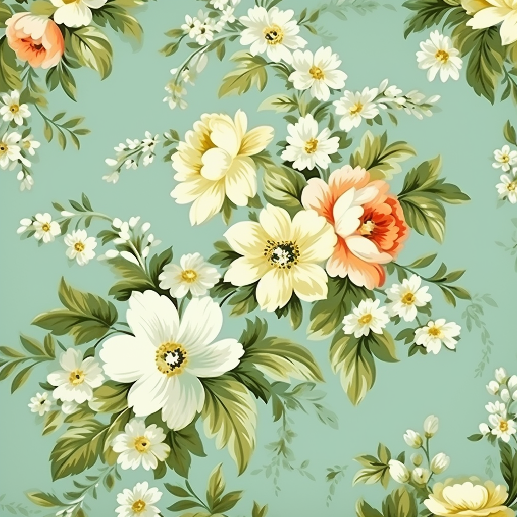 Classic wallpaper with vintage flower pattern