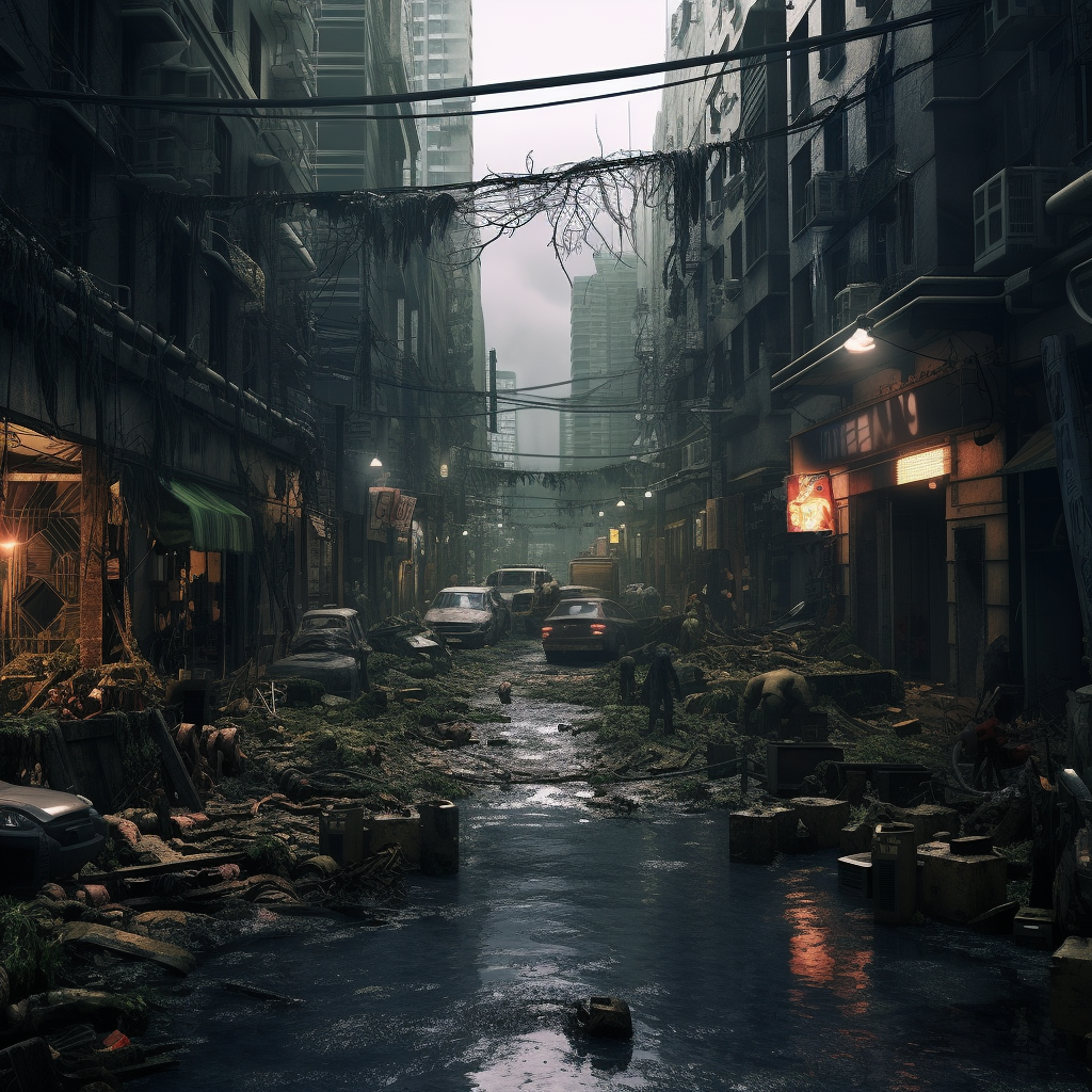 Post-Apocalyptic City with Sick People