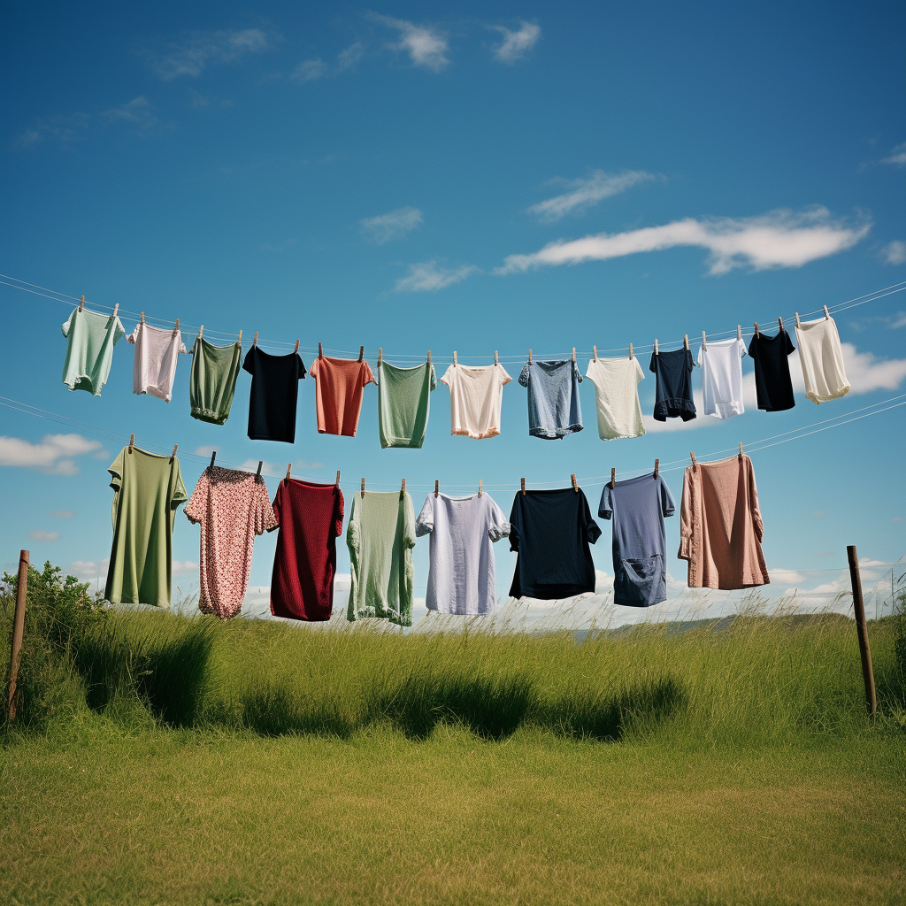 Beautiful clothes on a clothesline