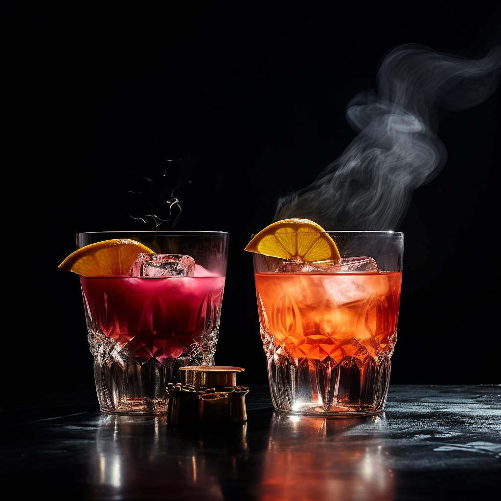 Two Appealing Cocktails on Black Background