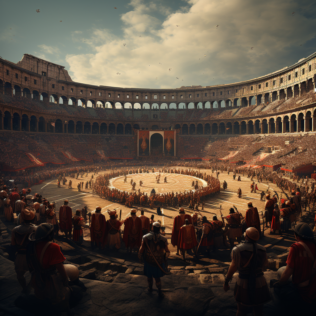 Gladiator game at the coliseum