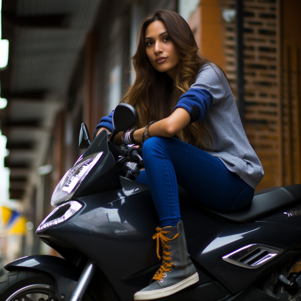 Beautiful Colombian girl on Yamaha BWS scooter