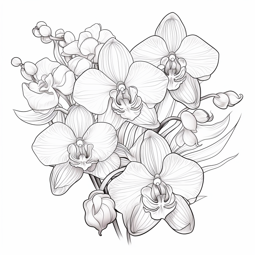 vibrant orchid coloring outlines