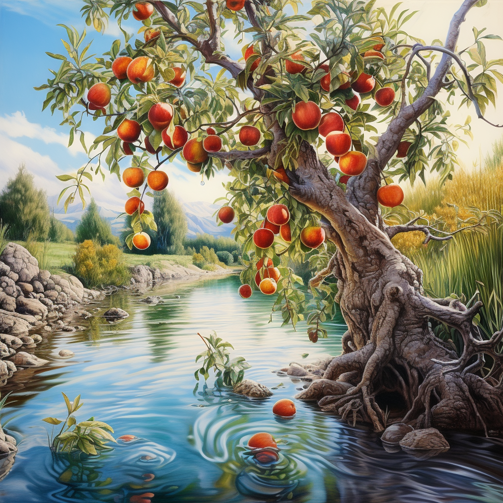 Colorful Colored Pencil Tree with Fruits in Water