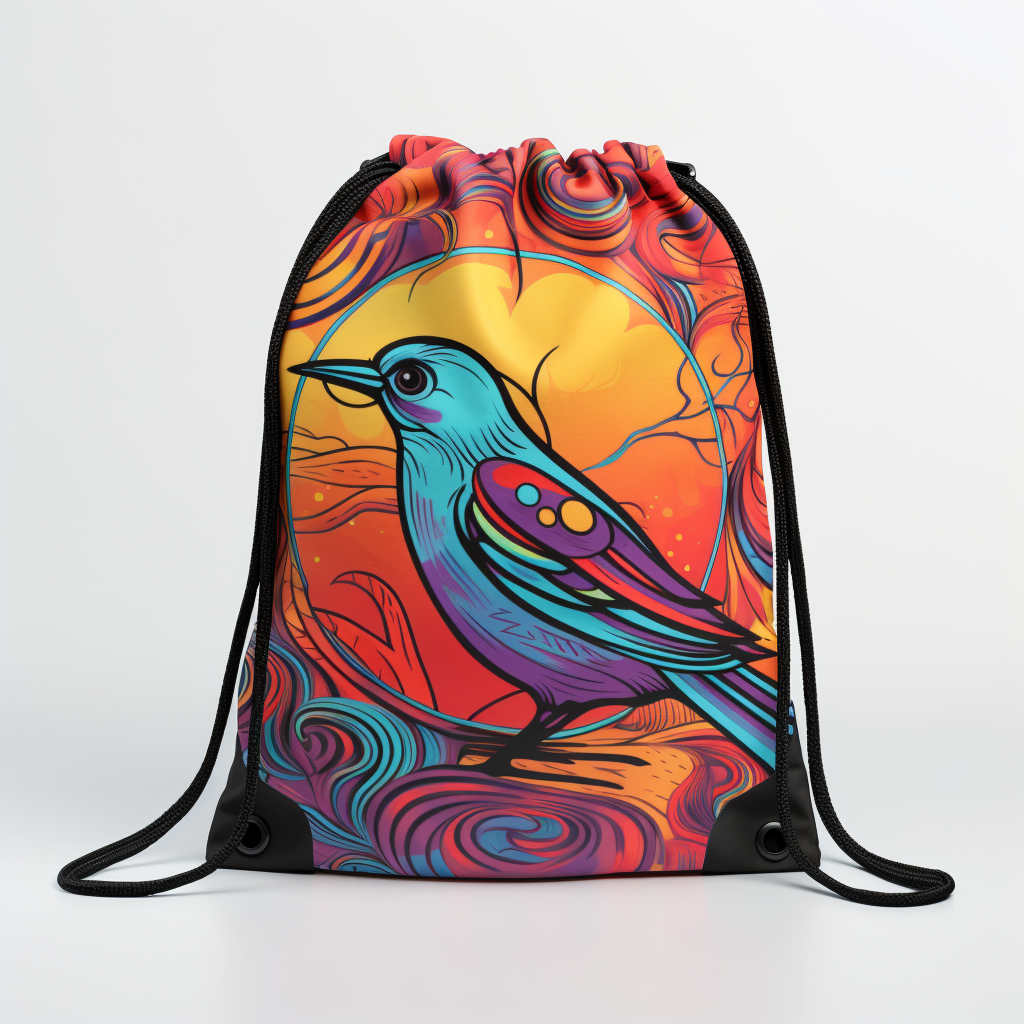 Colorful bird drawstring backpack