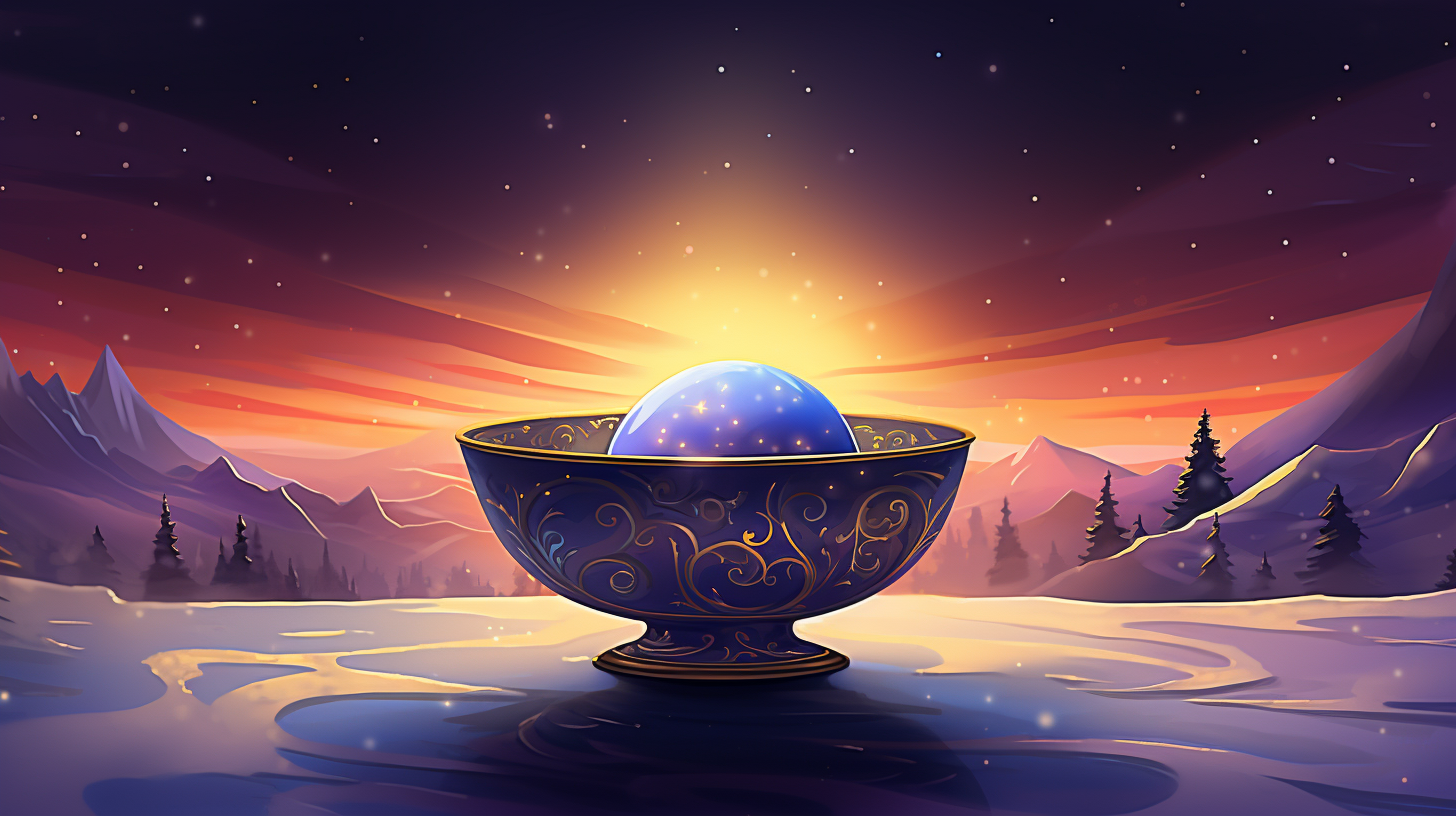 Colorful Christmas Bowl Illustration in Purple Sky