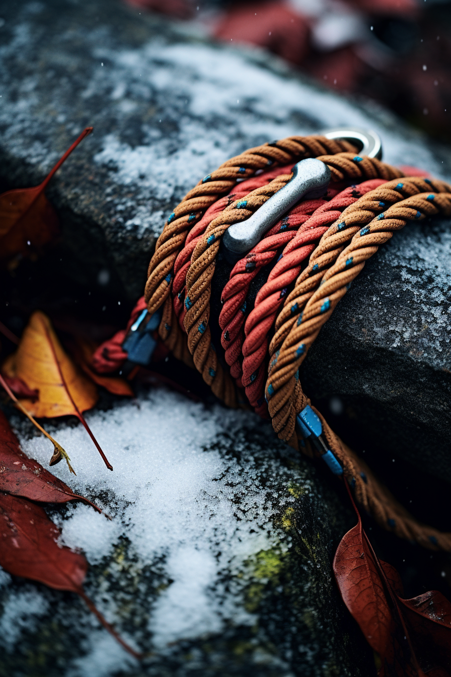 Vibrant Climbing Rope in Winter Wonderland