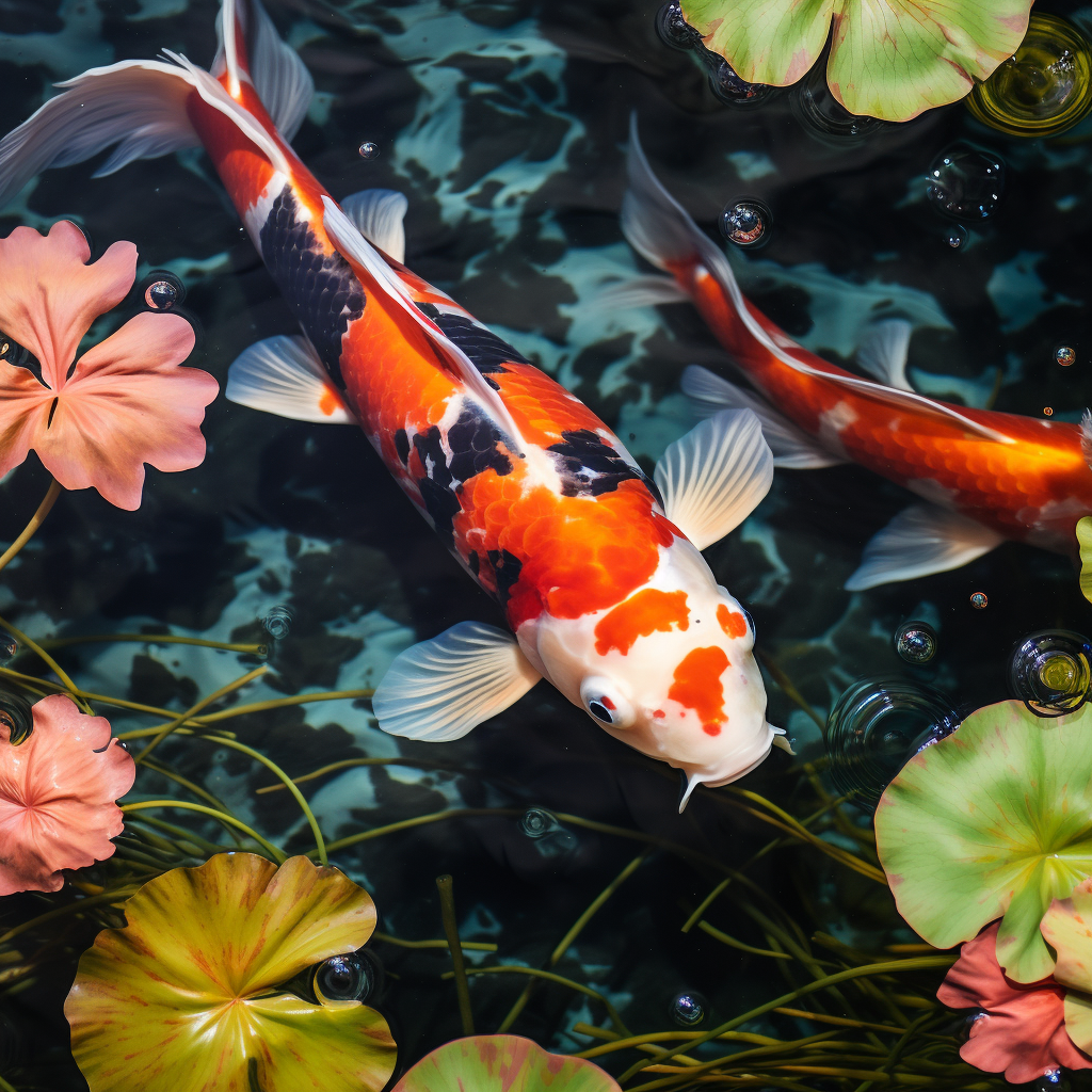 Close-up of Vibrant Koi Fish in Clear Water