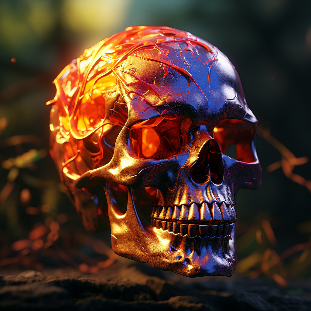 Realistic colorful skull with shadows