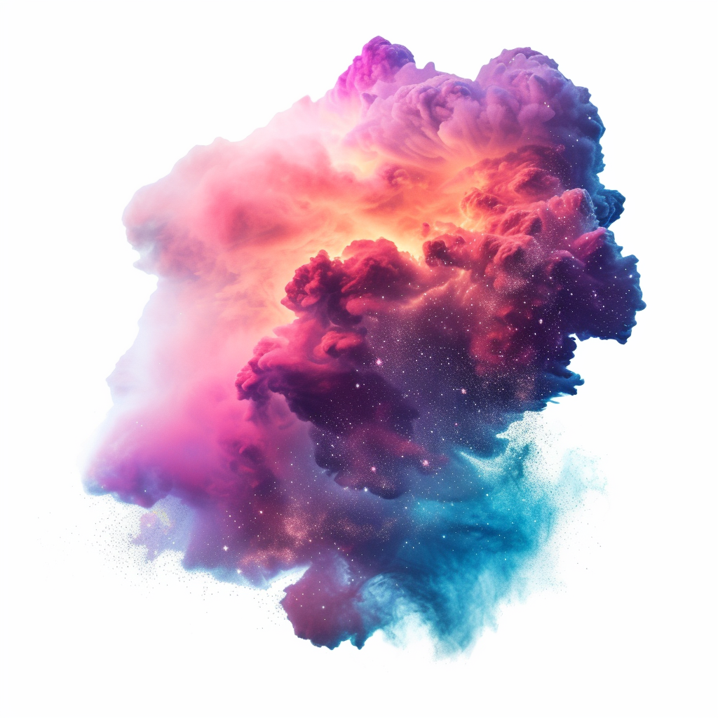 Colorful Gas Cloud Dust on White Background