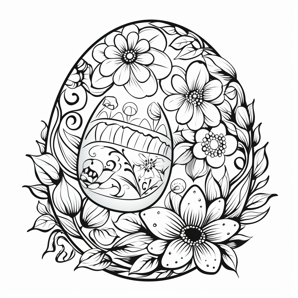 Easter Egg Silver Ornaments Cartoon Style Coloring Pages