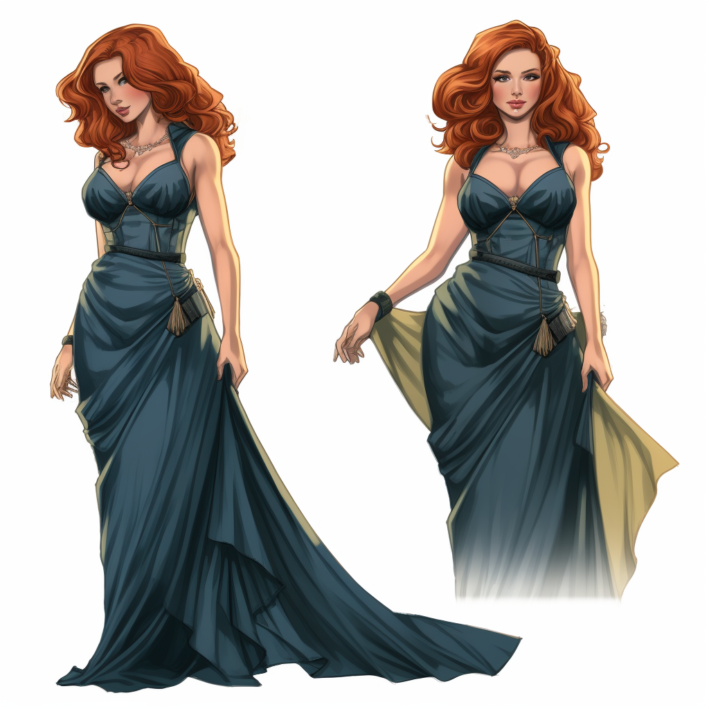 Comic character wearing a stylish dress