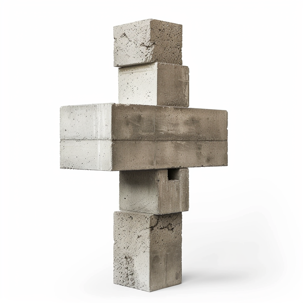 White background concrete column block