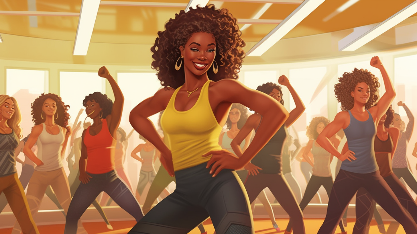 Confident black woman leading fitness class