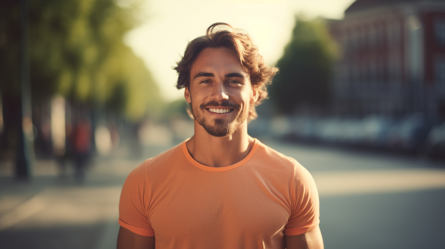 Confident man with blurred background