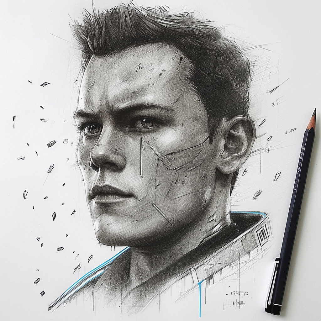 Illustration of Connor RK800 from Detroit Become Human