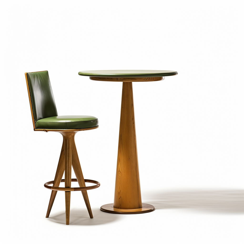 Modern green bar chair and wooden plane table