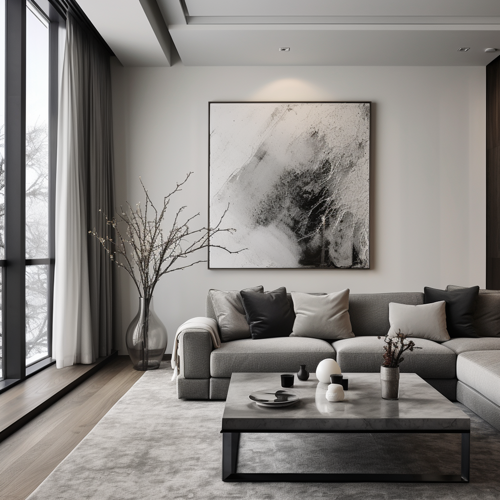 Gray modern living room interior