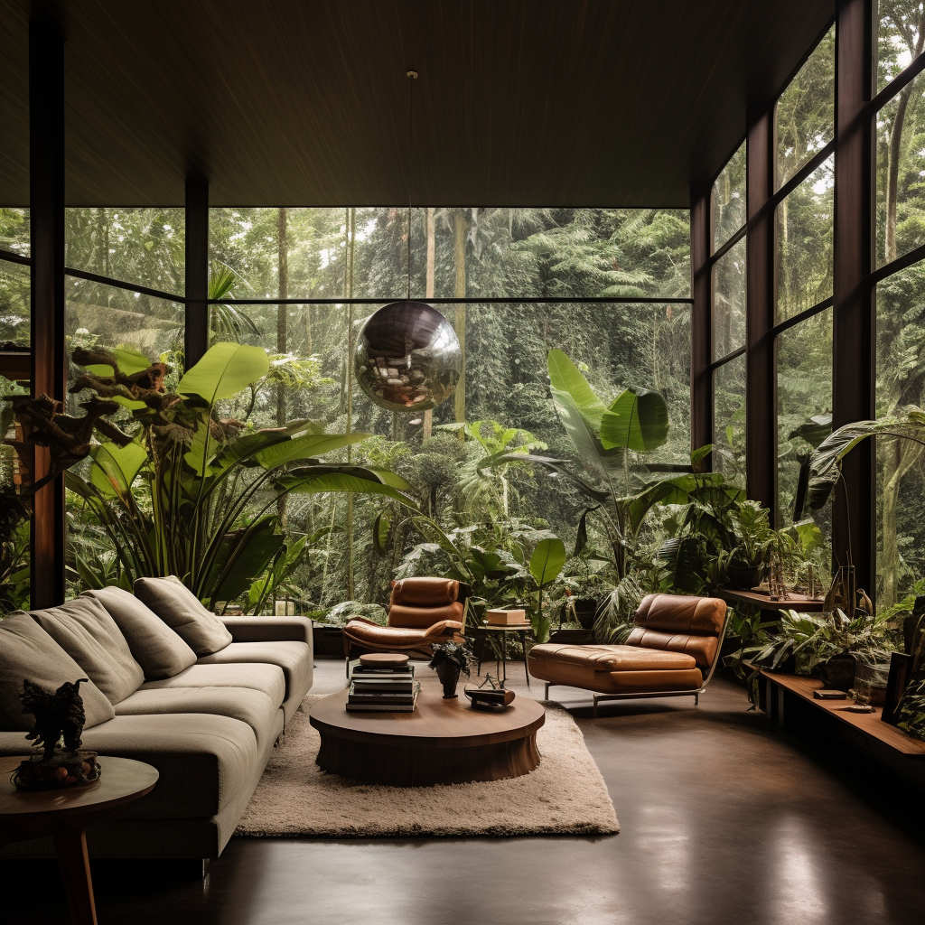 Beautiful rainforest living room interior