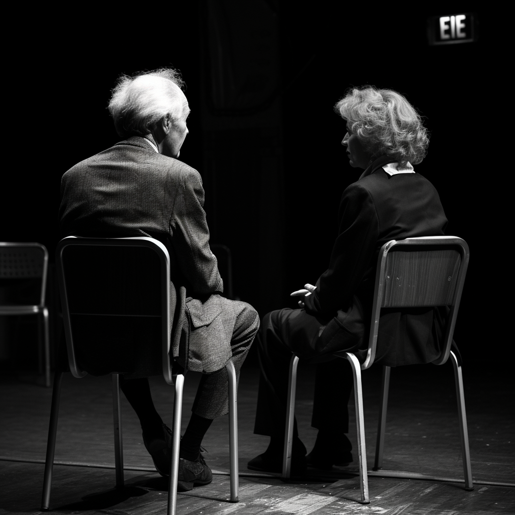 Two People in Conversation on Small Theatre Stage