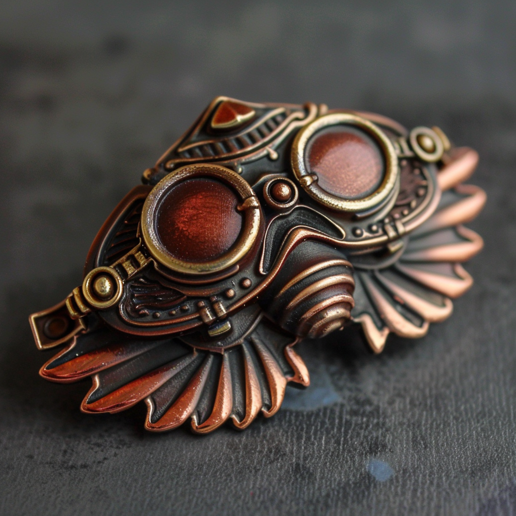 Aviator pin in copper and bronze