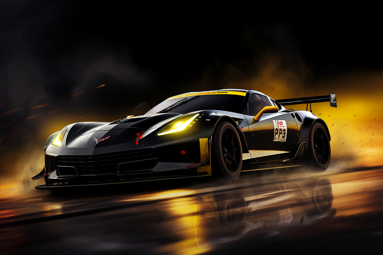 Corvette C7 racing with Number 22