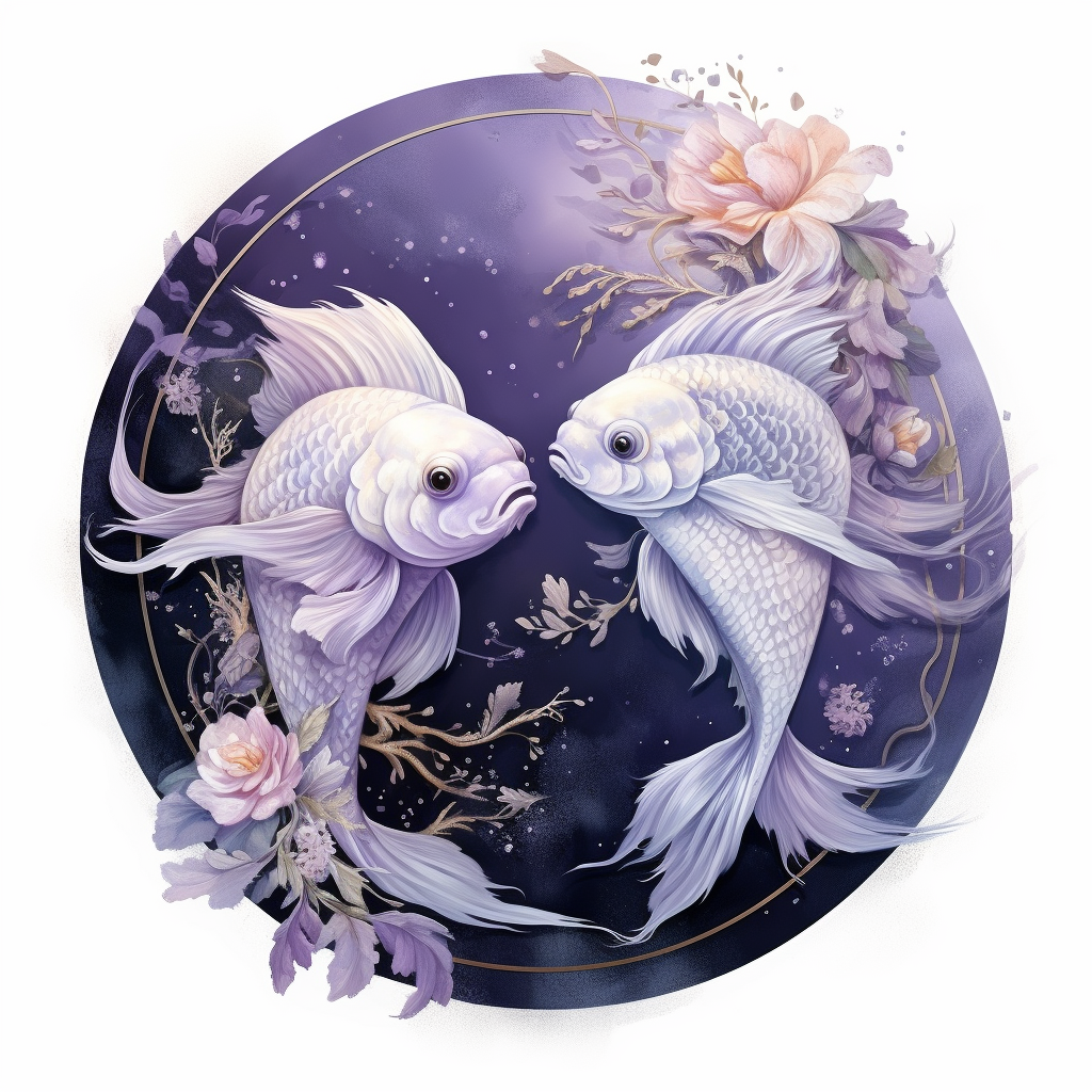 cosmic fish Pisces in grey