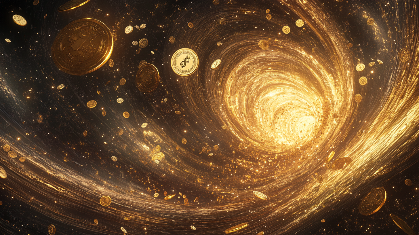 Swirling cosmic money energy landscape