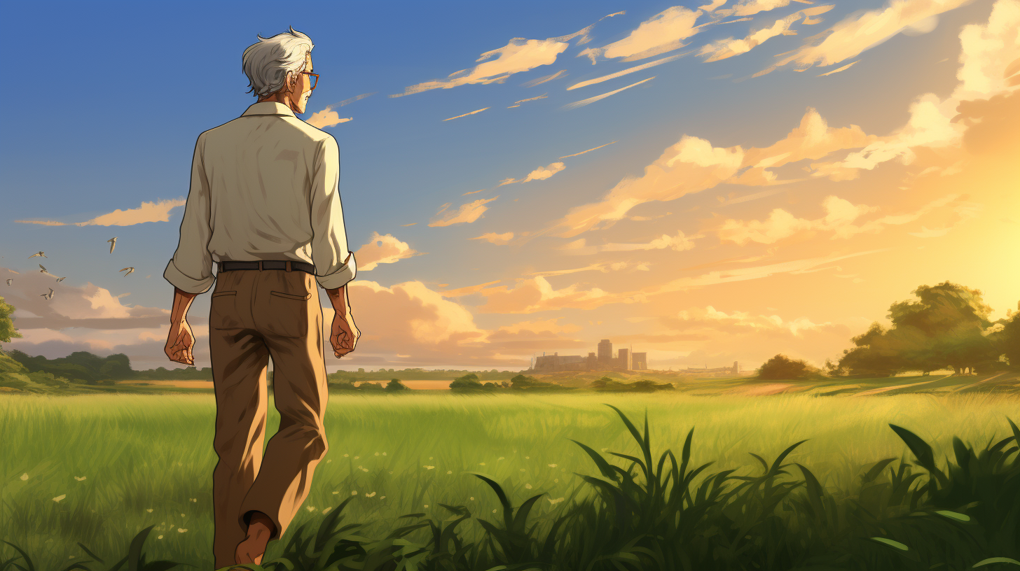 Wise Grandfather in Ghibli Art Style