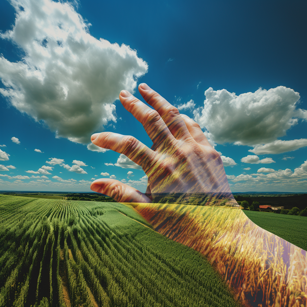 Vibrant Hand Palm in Countryside